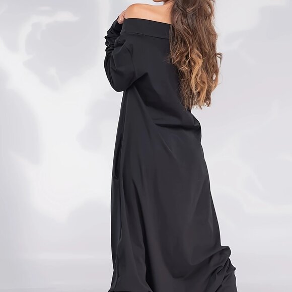Off-Shoulder Long Sleeve Sweater Jumpsuit - Picture 2 of 4